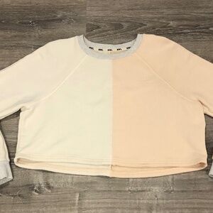 Madewell MWL Cream Cropped Sweatshirt Medium Ivory Raglan Pullover